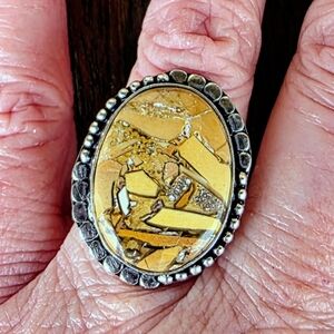 Brecciated Mookaite Gemstone Ring in 925 Sterling Silver (Size 7)